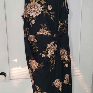 Nine Britton Black and Cream Asymmetrical Sheath Dress